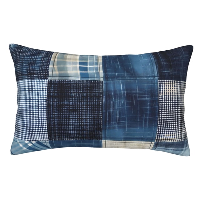 Balery Indigo Patchwork Quilt Funda de Cojín Estampada, Regalos para Mujeres, Regalos de Amor para Ella, Regalos para Novia o Esposa, Funda de Almohada-20"x30"