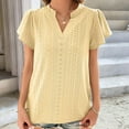 thumbnail image 4 of Timegard Eyelet Tops for Women V Neck Ruffle Short Sleeve Loose Tee Shirts Summer Beach Dressy Casual, 4 of 8