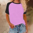 thumbnail image 2 of Timegard Hauts Grande Taille pour Femmes Col Rond Épaules Tombantes Bloc de Couleur Décontracté Confortable T-Shirts à Manches Courtes, 2 of 5