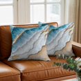 thumbnail image 3 of Abstract Waves Throw Pillow Cover Gold Beach Blue Ocean Oil Painting Style Cotton Linen Cushion Cover Throw Pillow Case with Invisible Zipper for Couch Sofa Bed Chair Car 16x16 Inch, 3 of 14