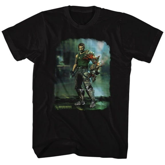 Bionic Commando Damaged Road Black Adult T-Shirt