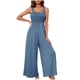 thumbnail image 1 of Monos para mujer sin mangas de talle alto de color sólido elástico busto pantalones rectos mameluco pantalones Pompotops ulkah942608, 1 of 8
