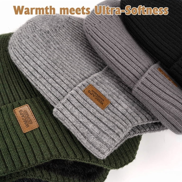 WMCAPS Winter Fleece Beanie with Earflaps, Dark Army Green  display picture 1