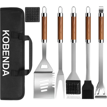 BBQ Grill Tools Set Stainless Steel Grilling Set with Storage Bag Spatula Fork Cleaning Brush BBQ Accessories Grill Accessories for Outdoor Cooking Camping Grilling Gifts for Men