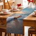 thumbnail image 4 of Beach Conch Cotton Linen Table Runner for Dining Kitchen, Sunset Ocean Waves Seaside Sky Seashell Wedding Outdoor Party Tablerunners Decoration, Dresser Scarf Coffee Tablecloth Runners 13x70 Inches, 4 of 8
