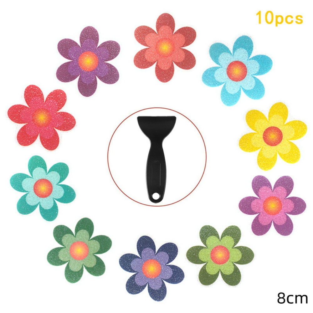 10Pcs Kid Non Slip Bathtub Stickers Adhesive Decal Colorful Floral Floor Kitchen 