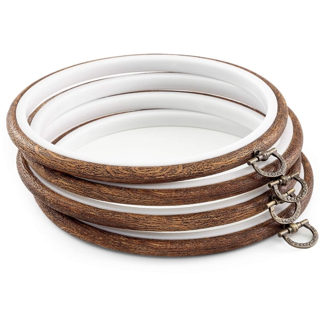 Aros para bordar Joybest redondos de madera imitada, 6 pulgadas, 4 piezas