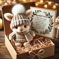 thumbnail image 3 of Mini Bunny Hug Cute Easter Gift, Crochet Mini Rabbit Hug with Knitted Hat and Pom Pom, Bunny Stuffed Animal Sets with Box and Sweet Card, Comforting Gift for Loved Ones Teachers, Friends, 3 of 8