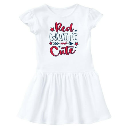 

Inktastic 4th of July Red White and Cute with Arrow and Stars Gift Baby Girl Dress