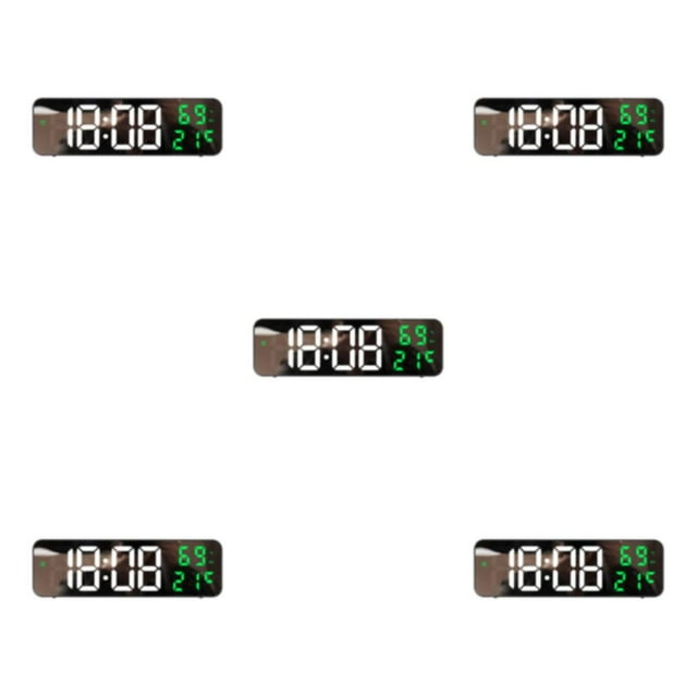 Thinsony 1/2/3/5 Gym Timer 15 Large Clock - Modern Style High-end Texture USB Charging Date Time Temperature Humidity Powered By Battery Black+White+Green 5PCS