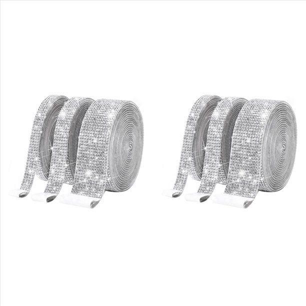 6 Rollos de Cinta Autoadhesiva de Diamantes de Imitación de Cristal - Rollo de Pegatinas de Diamantes Brillantes DIY con Diamantes de Imitación de 2 mm