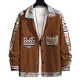 thumbnail image 3 of MXALUOB Men's Shirt Jacket Aztec Print Western Casual Jackets Faux Suede Button Front Point Collar Fashion Coat with Chest Pockets, 3 of 5