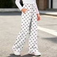thumbnail image 5 of hotojiny Girls Wide Leg Sweatpants Polka Dot Print Baggy Pant with Drawstring Casual Elastic Waist Loose Athletic Pants(White,14-15 Years), 5 of 6
