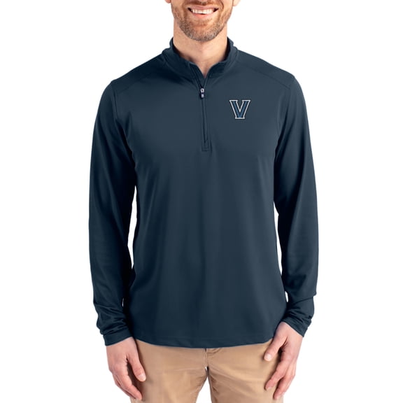 Men's-Cutter & Buck  Navy Villanova Wildcats Virtue DryTec Quarter-Zip Pullover