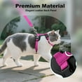 thumbnail image 2 of Plutus Pet Adjustable Cat Harness and Leash Set, Quick Release, Escape Proof Nylon Vest with Leather Trim for Kitten, Small Medium Large Cats, Hot Pink, 2 of 6