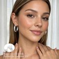 thumbnail image 3 of YEUOYEA Silver Plated Cubic Zirconia Hoop Earrings for Women, Double Row CZ Wide Hoops, 30mm, 3 of 8