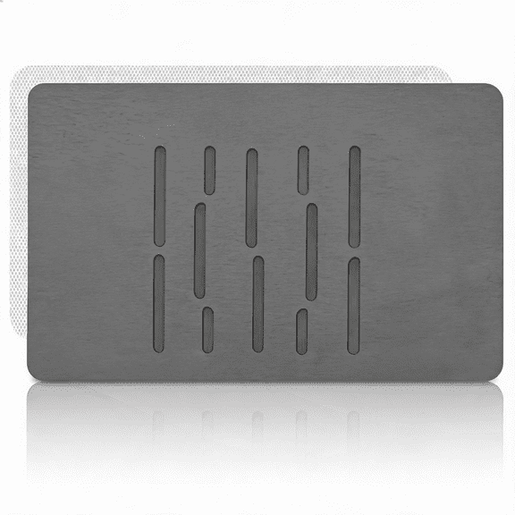 SYNYLIIFE Extra Large Stone Bath Mat, 19" x 31" Oversized Diatomaceous Earth Shower Mat, Super Absorbent Quick-Dry Diatomite Bathroom Floor Mat with Non-Slip Pad & Sandpaper, Dark Grey