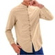 thumbnail image 2 of pstuiky Camisas suaves de manga larga para hombre, Camisa informal de manga larga con cuello alto y botones especiales de color sólido para hombre. Tops de hombre xxl, 2 of 6