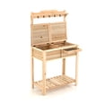 thumbnail image 2 of Spaco Outdoor Garden Potting Bench Table with Metal Top Open Shelf, Outdoor Patio Furniture Hardwood Potting Bench, 2 of 8