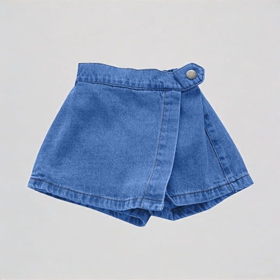 Krdevn Girls Denim Skort Casual Summer Outfit Comfortable Stretchy Soft Breathable Loose Fit Toddler To Kids,3-4 Years
