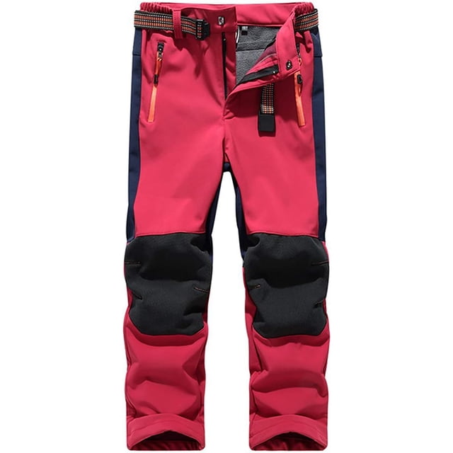 Pantalones Softshell para niños con forro polar, impermeables, resistentes al viento, transpirables, cálidos, funcionales, para esquí, lluvia, deportivos, para niños y niñas, pantalones de