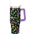 thumbnail image 2 of 40oz Bright Hallucinogenic Mushroom Stainless Steel Flip Straw Tumbler Spill Proof Travel Cup Double Wall Vacuum Insulated Coffee Mug with Top Handle, 2 of 6