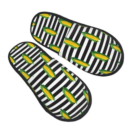 

House Slippers for Women Men - Cute Corn Stripe Soft House Shoes Fuzzy Slippers Lightweight Slip-On Cozy House Slippers for Woman Indoor Outdoor