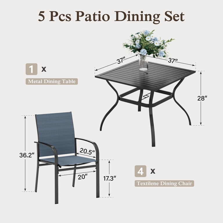 Summit Living 5-Piece Outdoor Dining Set, Steel & Textilene photo 3