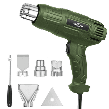 Excited Work Hot Air Gun, 1500W Heavy-Duty Hot Air Gun Kit, with Fast Heating and Dual Temperature Settings of 662 ℉ and 1022 ℉, Equipped with 4 Nozzles for Crafts, Shrink PVC, Peel Paint
