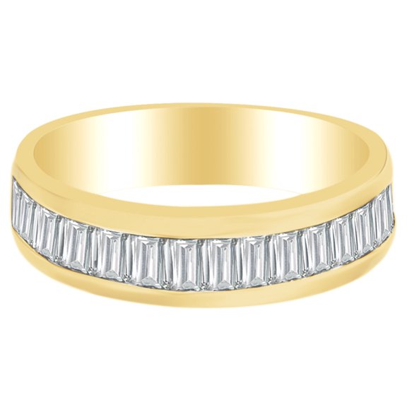 AFFY 0.9 Ct Baguette Cut White Natural Diamond Band Ring in 14k Yellow Gold