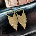 thumbnail image 4 of OPOLSKI 1 Pair Drop Earrings Shining Long Tassel Glitter Temperament Love Heart Full Rhinestone Ear Studs Dangle Earrings Silver, 4 of 7