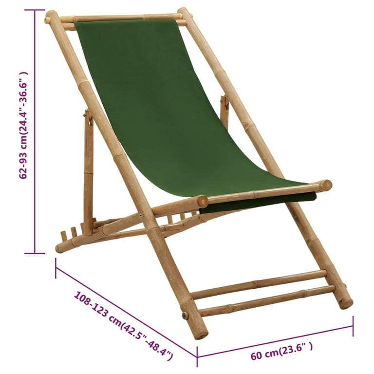 vidaXL Deck Chair Patio Sling Chair for Balcony Deck Porch Bamboo and Canvas Walmart