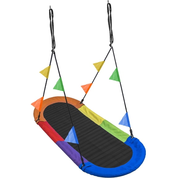 Sorbus Saucer Swing Surf Mat for Backyard Playground Oval Platform - Fits 3 Kids