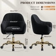 thumbnail image 3 of COOLHUT Office Desk Chair with Padded, Velvet Vanity Chair with Back and Wheels, Comfy Home Office Chiar with Gold Legs, Height Adjustable, Rolling Chair for Vanity Room, Makeup Room, Bedroom, Black, 3 of 13