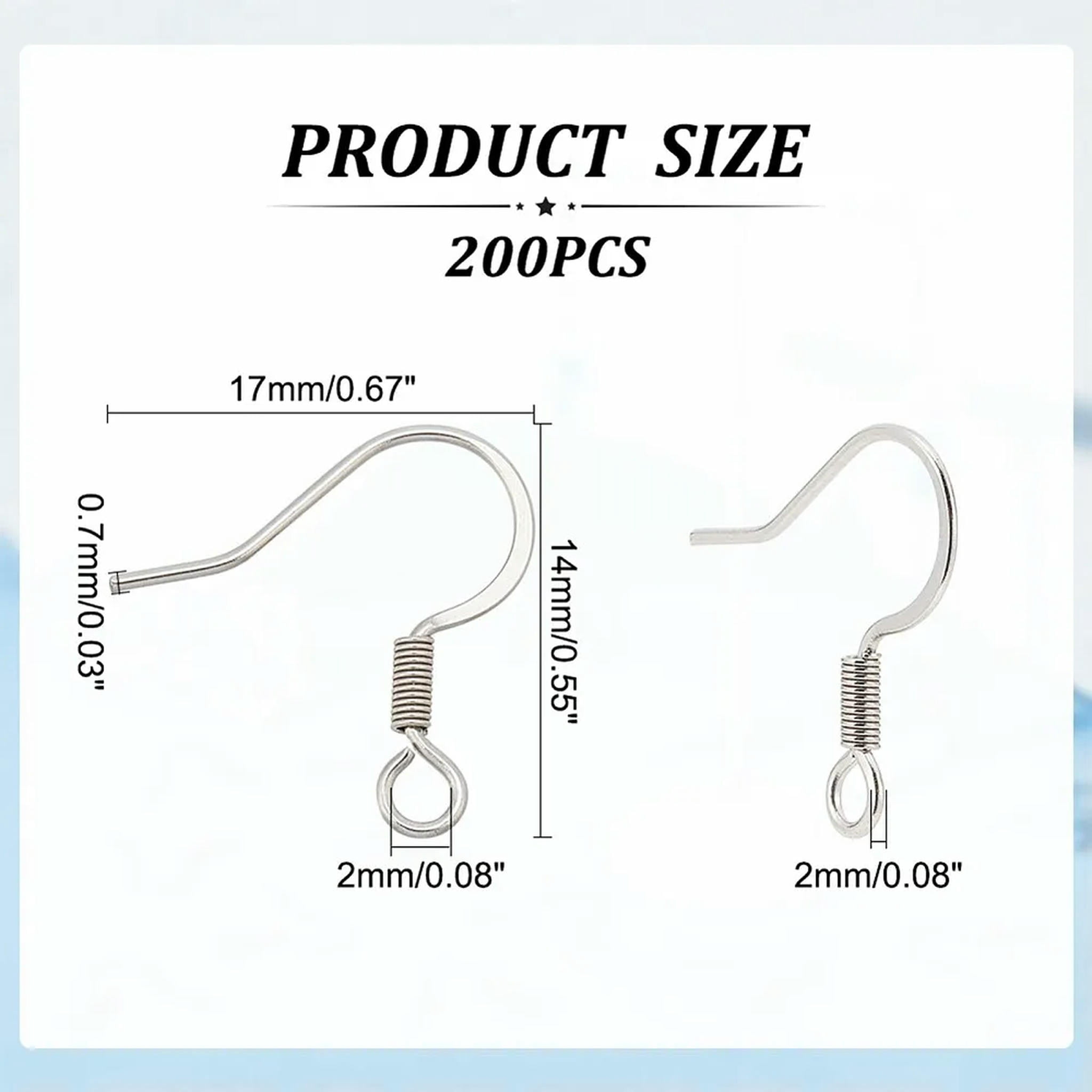 U8MO 200x 304 Stainless Steel Earring Hook Fish Hooks Ear Wire for DIY Jewelry Making