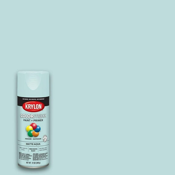 Krylon K05549007 COLORmaxx Spray Paint and Primer for Indoor/Outdoor Use, Matte Aqua 12 Ounce (Pack of 1)