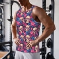 thumbnail image 5 of Gukieu Skull rose blue flower Print Men's Quick Dry Fitness Vest, Round Neck Sleeveless Fitness Bodybuilding Top-Small, 5 of 7