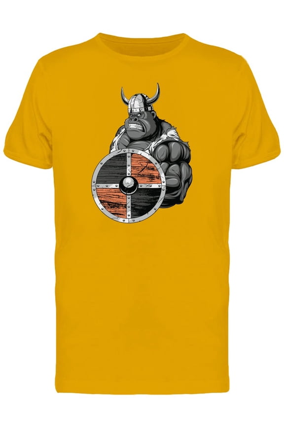 Strong Gorilla With Viking Shiel T-Shirt Men -Image by Shutterstock, Male Medium