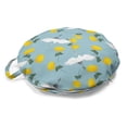 thumbnail image 1 of Yellow Bird Round Floor Cushion with Handle, Flying Cranes and Flowers Pattern, Decorative Pillow for Living Room & Dorms, 18" Round, Pale Blue Yellow, by Ambesonne, 1 of 4
