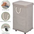 thumbnail image 3 of Grand Panier à Linge Roulant en Polyester avec Roues, Couvercle Amovible et Poignées de Transport en Corde - Paniers Pliables avec Roues pour Rangement Compact - Panier à Compartiment Unique Haut - Taupe, 3 of 6