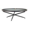 thumbnail image 2 of Aneis Coffee Table Black Coffee Table, Modern Style, Tempered Rippled Glass round shape tabletop, Fir Wood, Indoor Living, 2 of 9