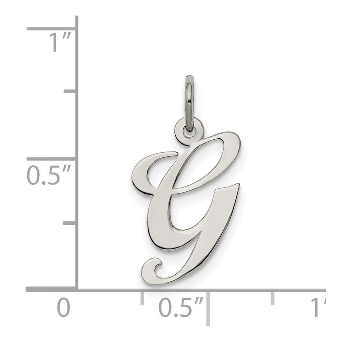 925 Sterling Silver Solid Polished Medium Fancy Script Letter Name Personalized Monogram Initial G Charm 18x13mm Wide Pe
