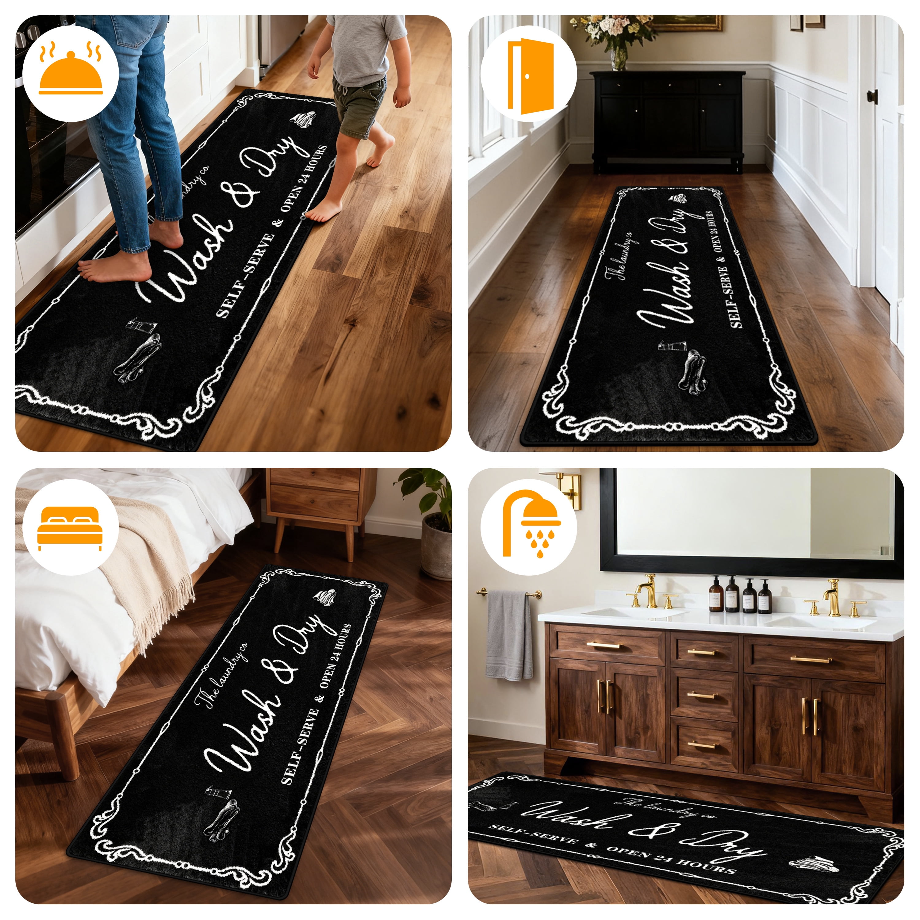 Farmhouse Laundry Room Rug Runner 20"X47" Non Slip Floor Carpet Runner Washable Farmhouse Kitchen Area Carpet for Office, Laundry, Sink, Home Bathroom, and Bedroom Decor
