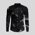 thumbnail image 1 of Camisa de manga larga informal con cuello vuelto y botones para hombre con estampado 3D de patrón irregular, ropa para hombre, 1 of 6