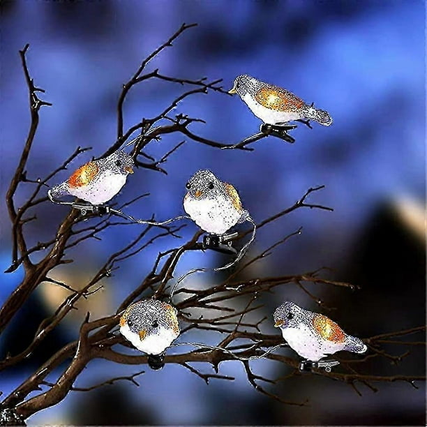Outdoor Christmas Decorations Birds String Lights,led Acrylic 5 Birds Lights With Clip Waterproof