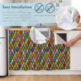 thumbnail image 4 of Colorful Rhombic Cabinet Curtains 28"x51" Sink Skirt for Bathroom Kitchen, Abstract Geometric Art Vintage Rustic Self Stick Adhesive Under Desk Covers Tall Laundry Cabinet Storage Organizer, 4 of 8