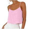thumbnail image 3 of akafmk Camisole Tops for Women, Linen Shirts, Women's Spaghetti Strap Cropped Tops Cotton Solid Color Summer Casual Sleeveless Blouses, Size S, 3 of 7