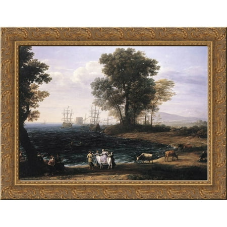 Coast Scene with the Rape of Europa 24x18 Gold Ornate Wood Framed Canvas Art by Claude