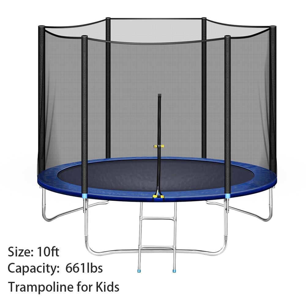 10Ft Kids Trampoline With Enclosure Net Jumping Mat And Spring Cover Padding 