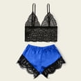 thumbnail image 4 of Satin Pajamas Women Set- Halter Camisole Lace Nightdress Sexy Underwear Sleepwear 2PC, 4 of 4